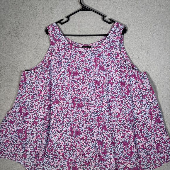Lane Bryant Women’s Plus Size 26 Tank Top Layered Semi Sheer Purple Pink Flowers - Picture 2 of 11